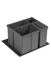 PEKA 09.8864.43 - Kosz na śmieci QUATTRO 600/ wys. 300/ gł.450/ 17+11+8+5l z 1 pokrywką/ antracyt